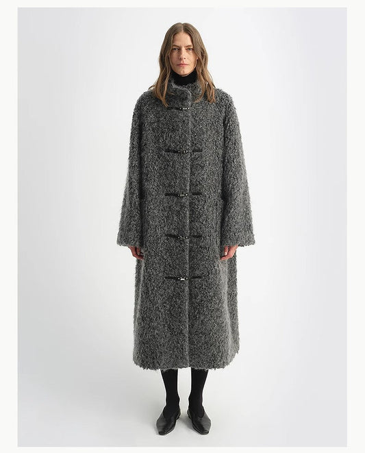 Circle Long Fur Toggle Coat for Women
