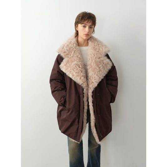 Fur coat with detachable fur collar - goose down parka