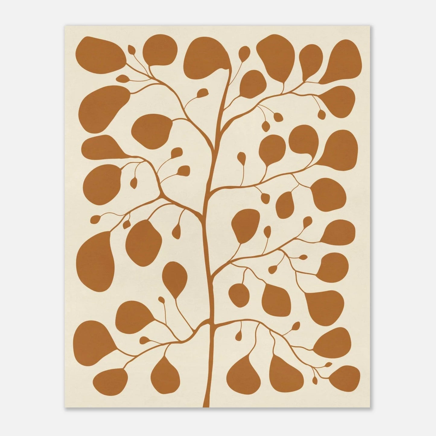 Botanisk Poster med Pilea Peperomioides – Japandi i Varmt Gult