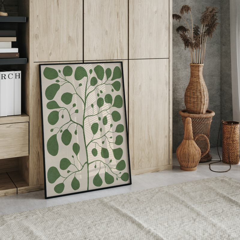 Pilea Fig Tree – Botanisk Poster med Gröna Blad i Tidlös Design