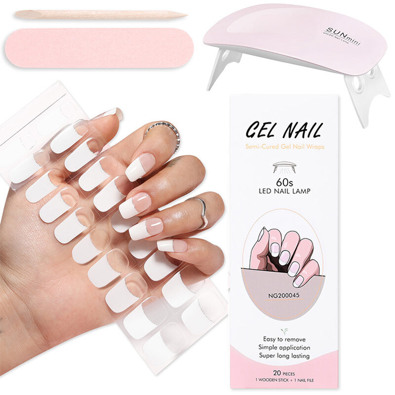 Kit de patchs pour ongles en gel avec lampe UV