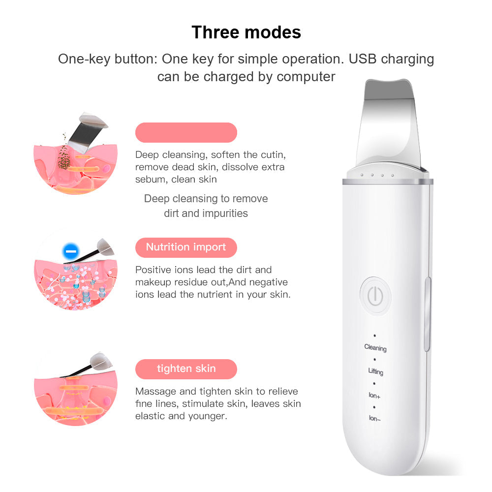 Brosse à ultrasons pour la peau, éliminateur de points noirs pour le visage par vibration