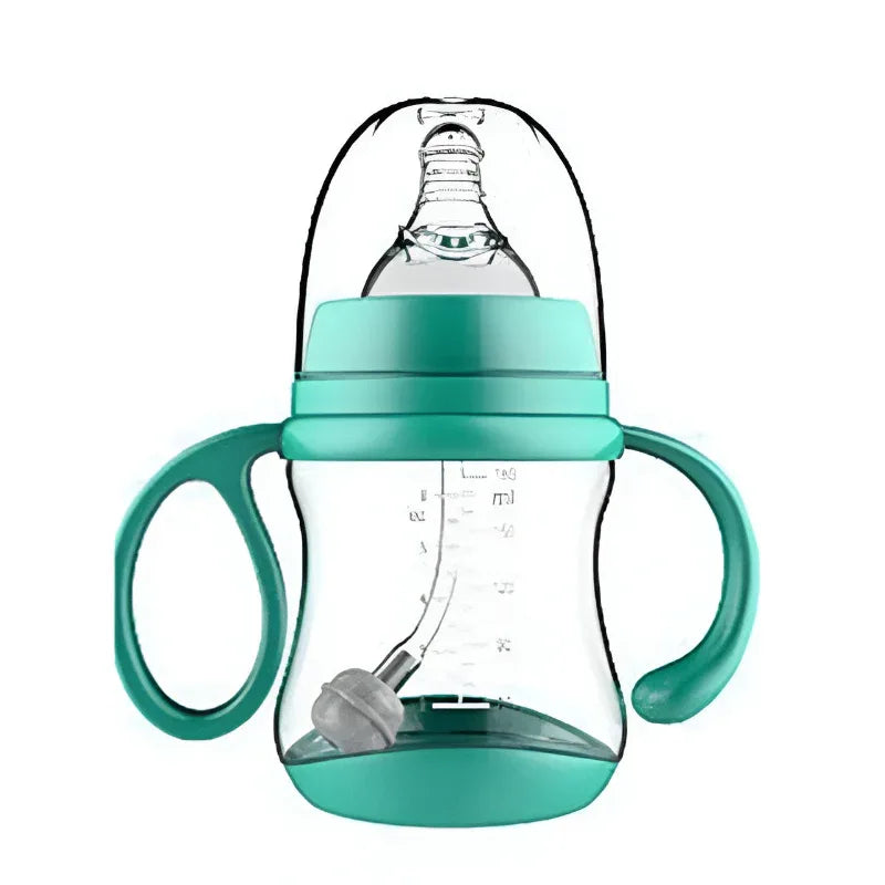Baby Feeding Supplies Cup Silicone Feeding Bottle With Two Handles And Straw