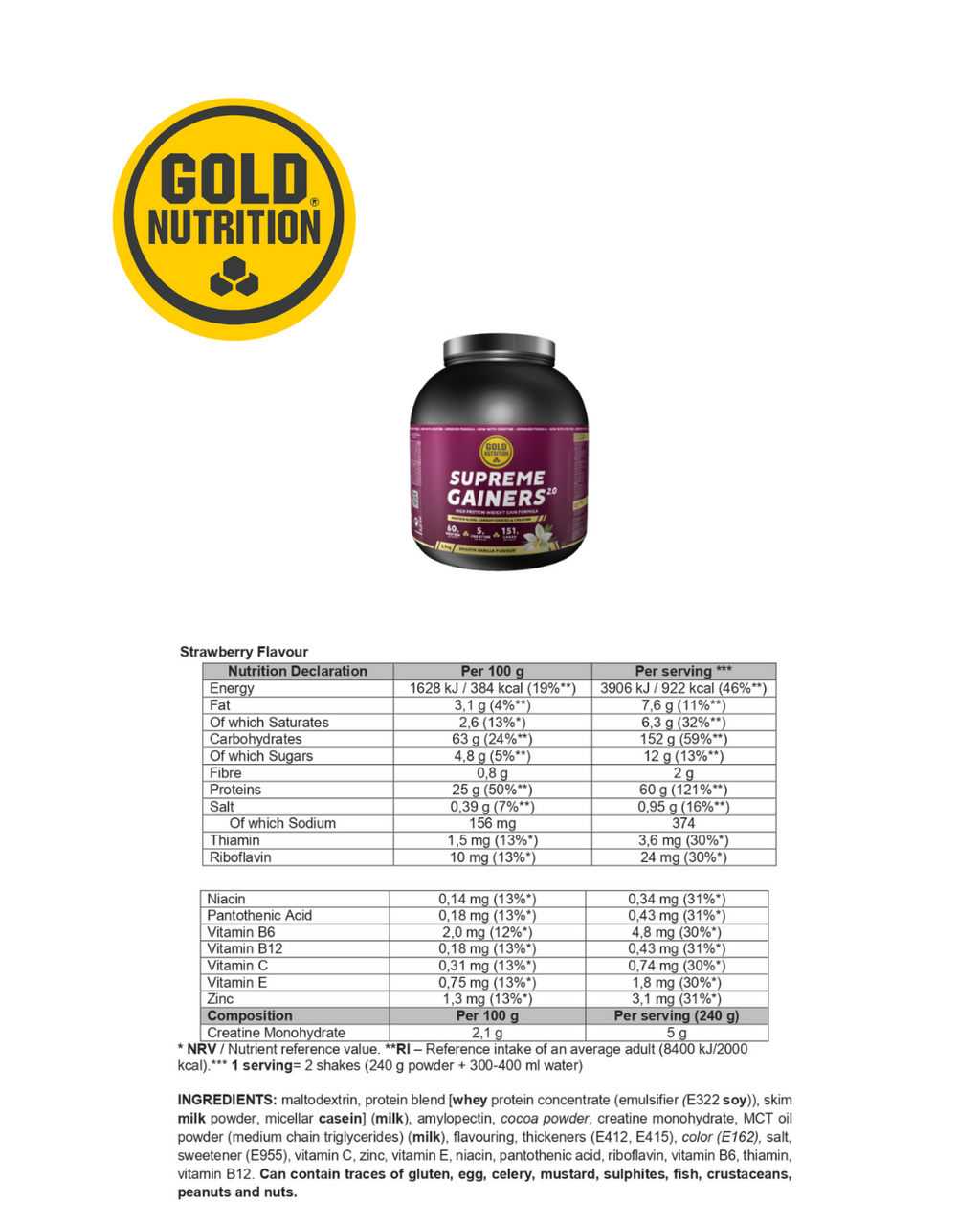 SUPREME GAINERS 2.9KG