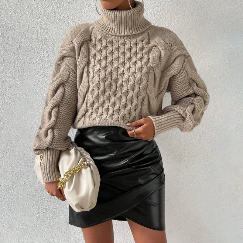 Twist Thread Solid Color Loose Women's Sweater