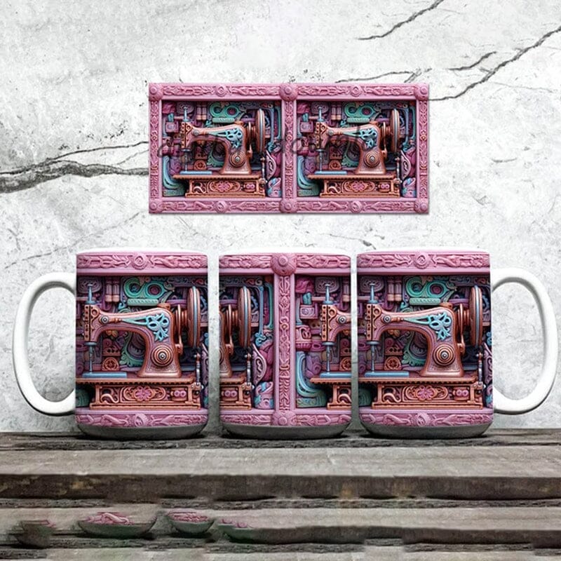 3D mugg för syälskaren - Mugg med symaskin