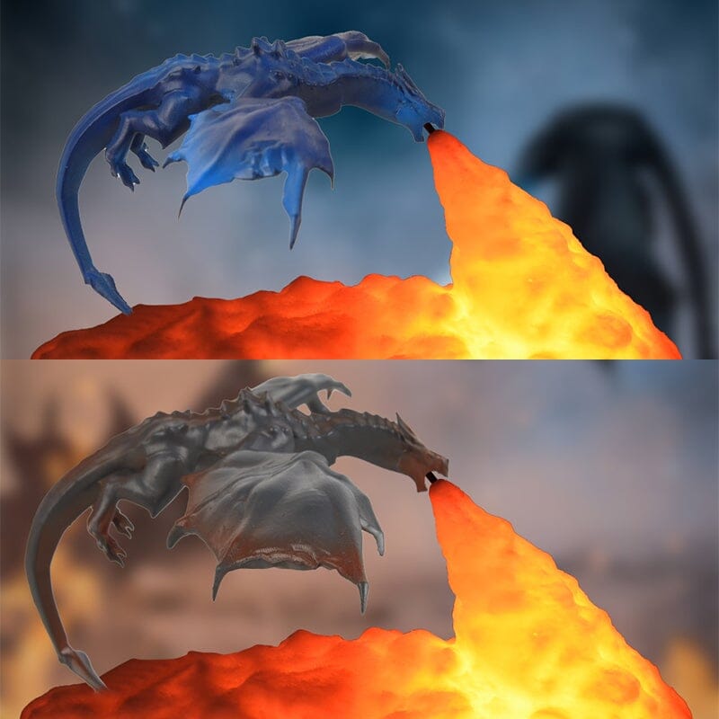 3D-nattlampa med eldsputande drake