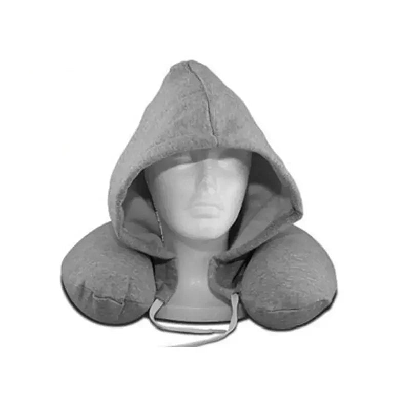 Oreiller de voyage à capuche pour la nuque