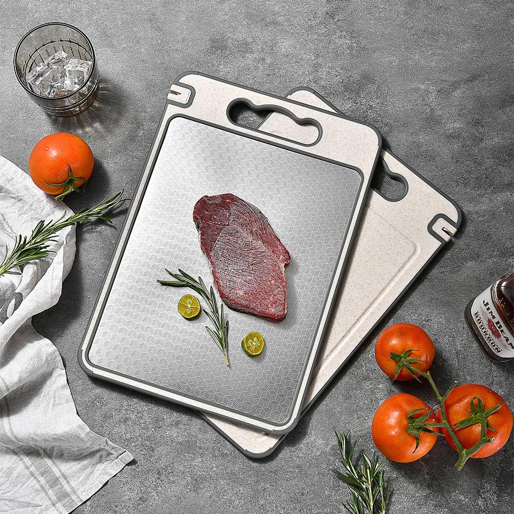 Household Kitchen 304 Stainless Steel Double-Sided Defrosting Tray And Cutting Board