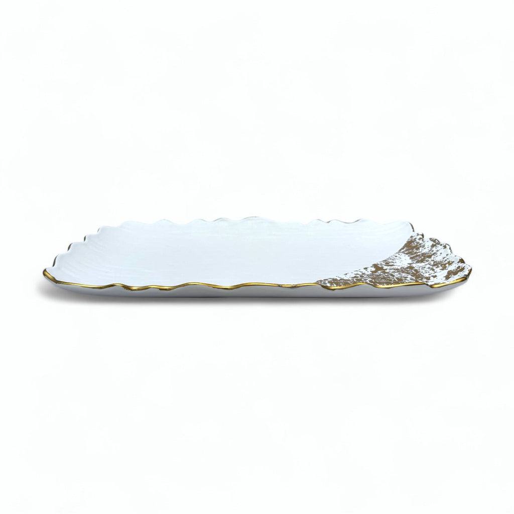 Molly Serveringsfat - 35cm Vit och Guld