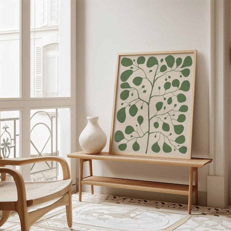 Pilea Fig Tree – Botanisk Poster med Gröna Blad i Tidlös Design
