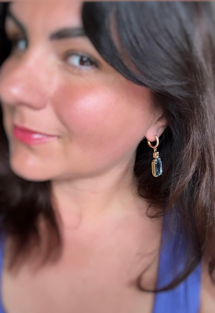 Boucles d'oreilles en cristal bleu 