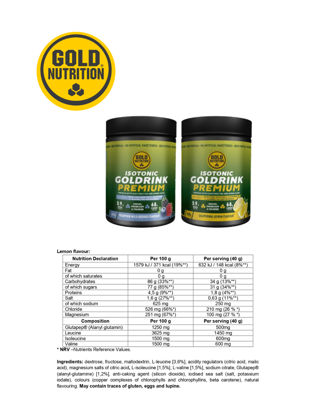 GOLD DRINK PREMIUM 600G - Utmärkt vätskeersättning för långvarig träning