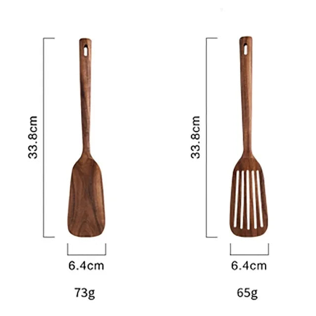 Ensemble d'ustensiles en bois de teck fait à la main