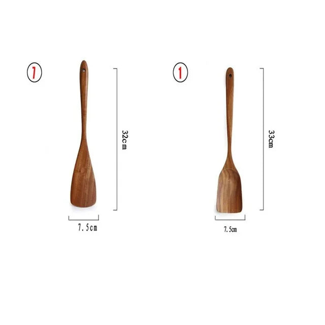 Ensemble d'ustensiles en bois de teck fait à la main