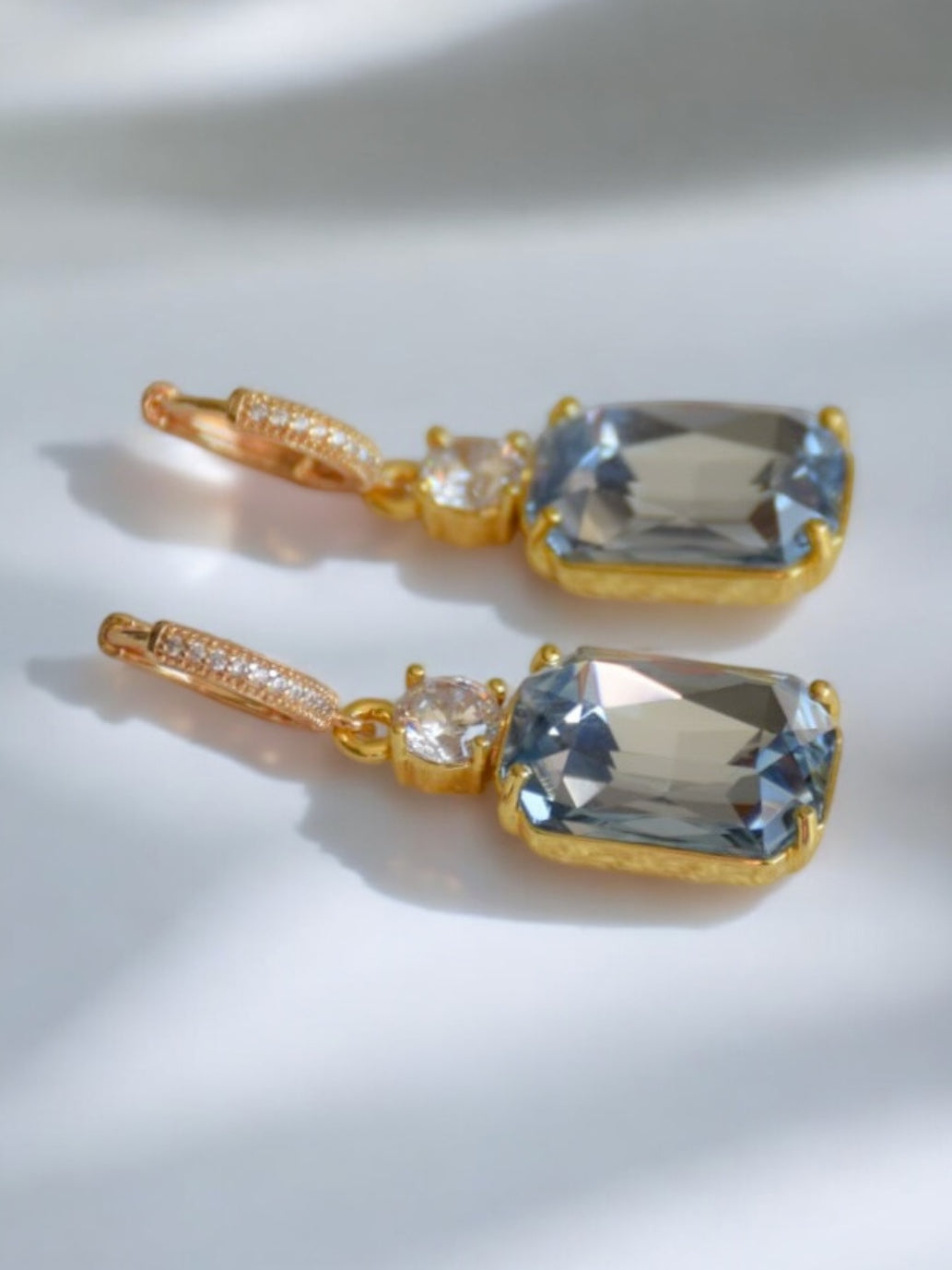 Boucles d'oreilles en cristal bleu 