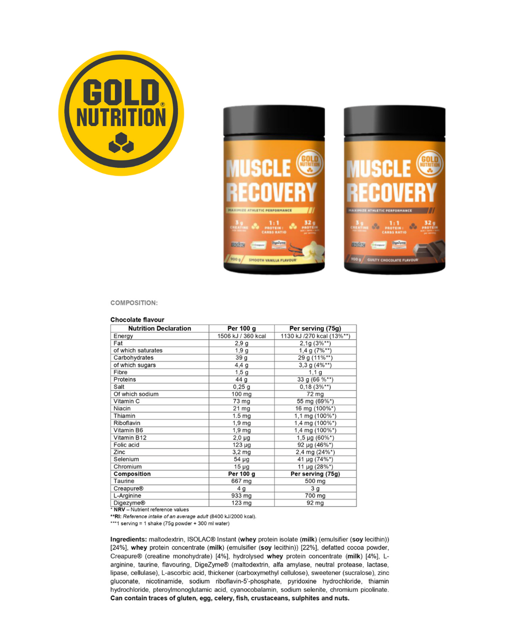 MUSCLE RECOVERY 900G