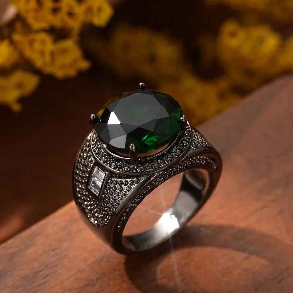 Men's Round Zircon European And American Fashion Ring