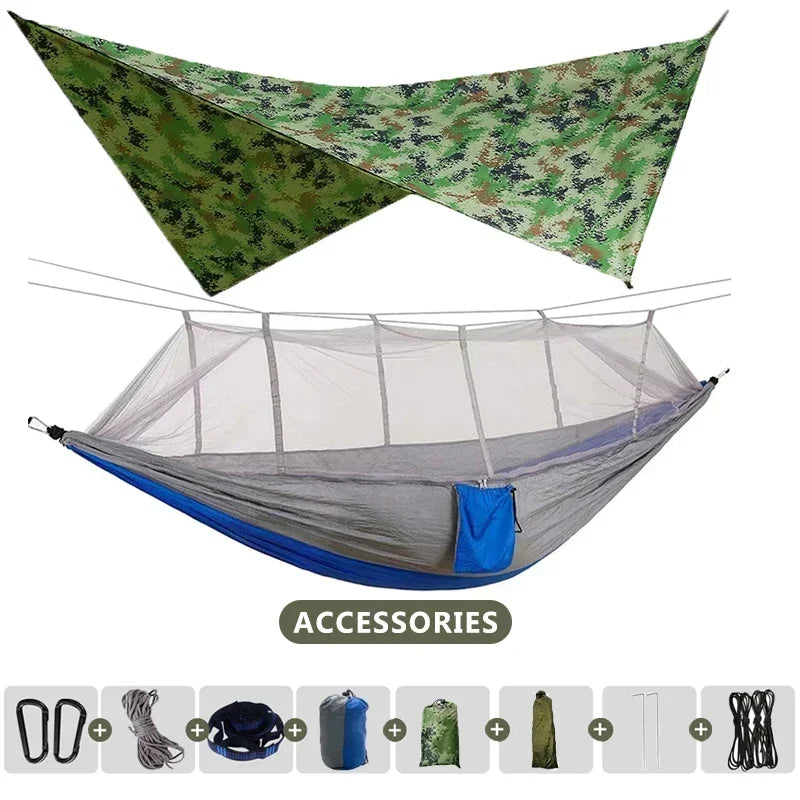 Camping Hammock with mosquito net and tarp