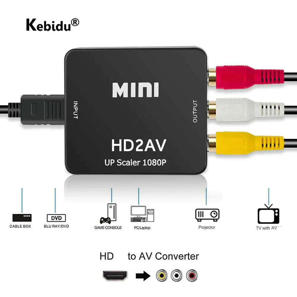 Adaptateur convertisseur AV HDMI vers RCA 1080P