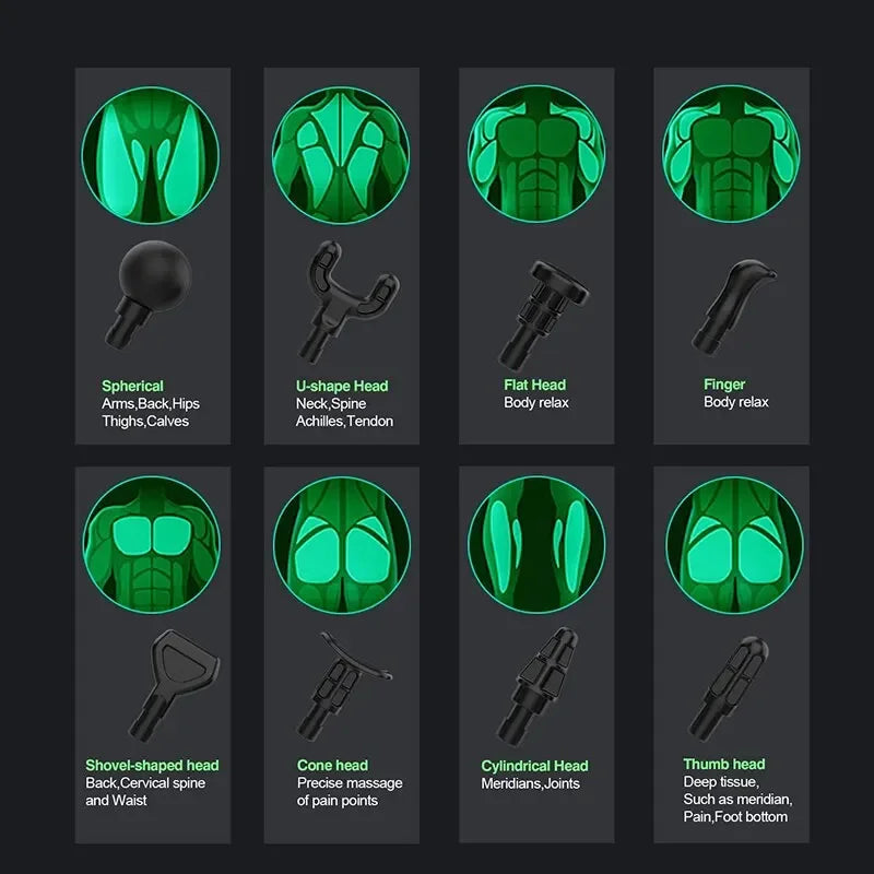 Pistolet de massage électrique à 8 têtes pour un soulagement en profondeur des tissus