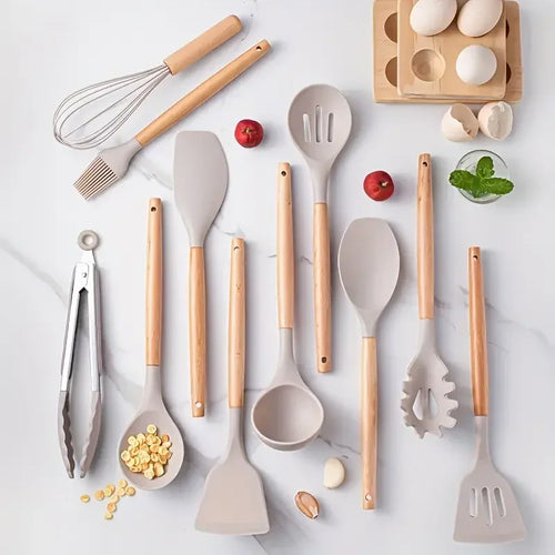 12PCS Non-Stick Silicone Kitchen Tools – Cooking Utensils & Measuring Set