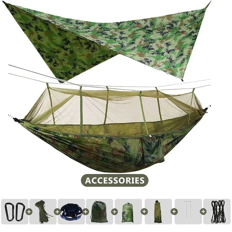 Camping Hammock with mosquito net and tarp