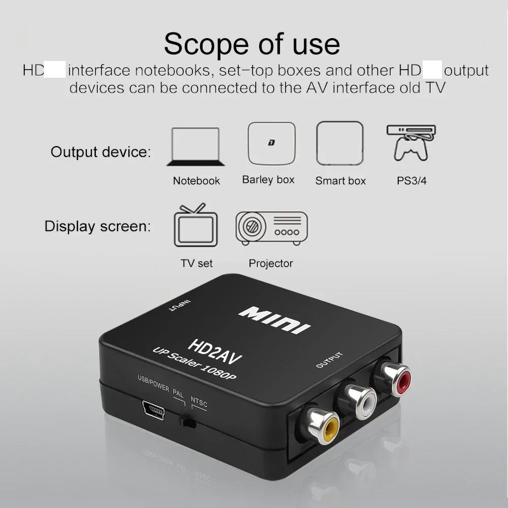 Adaptateur convertisseur AV HDMI vers RCA 1080P