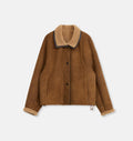 Merino wool sheepskin coat with fur-faced stand-up collar