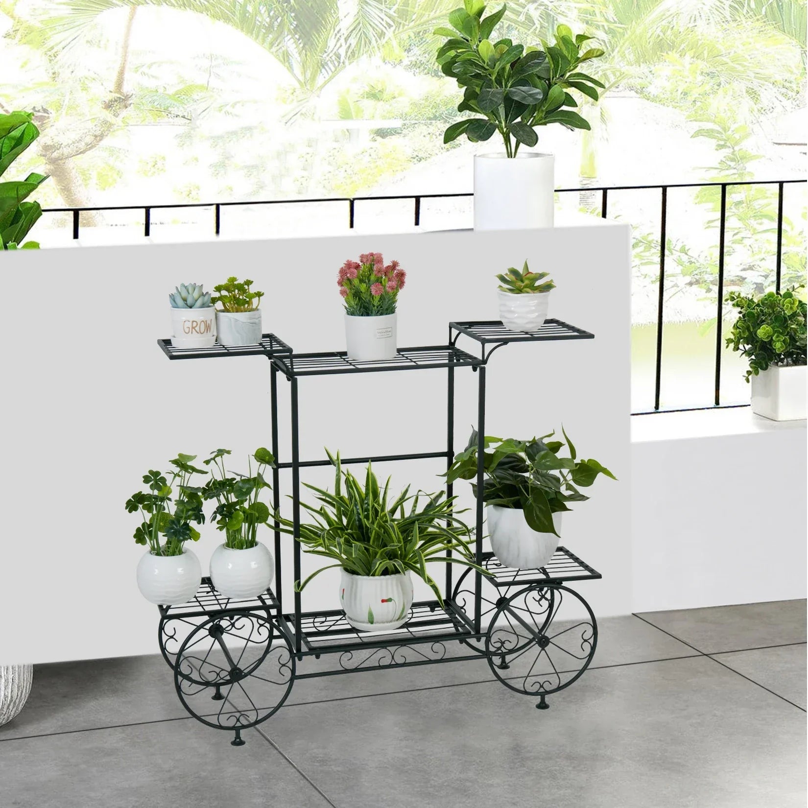 Chariot pour support à plantes de jardin