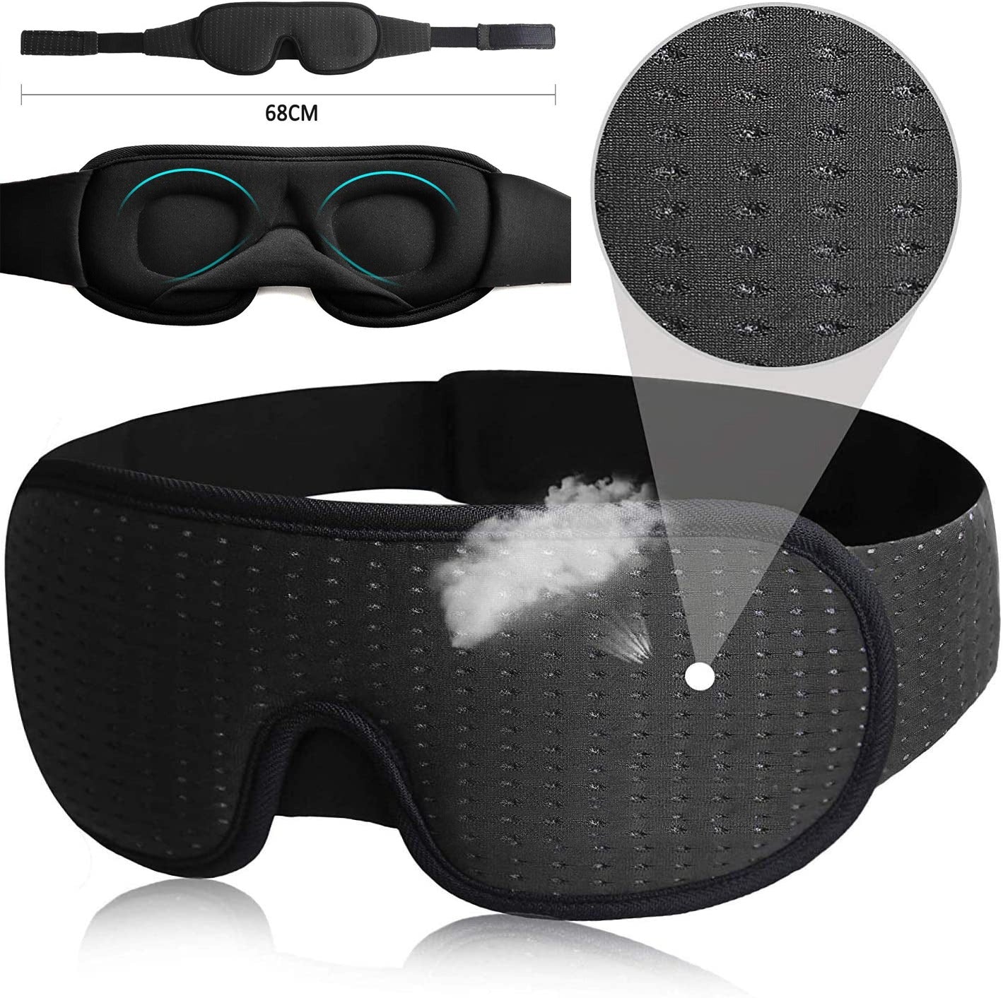 Ventilerad 3D Sovmask – Andningsbar Ögonmask med Ögonkammare