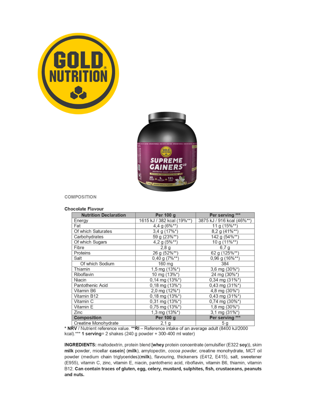 SUPREME GAINERS 2.9KG