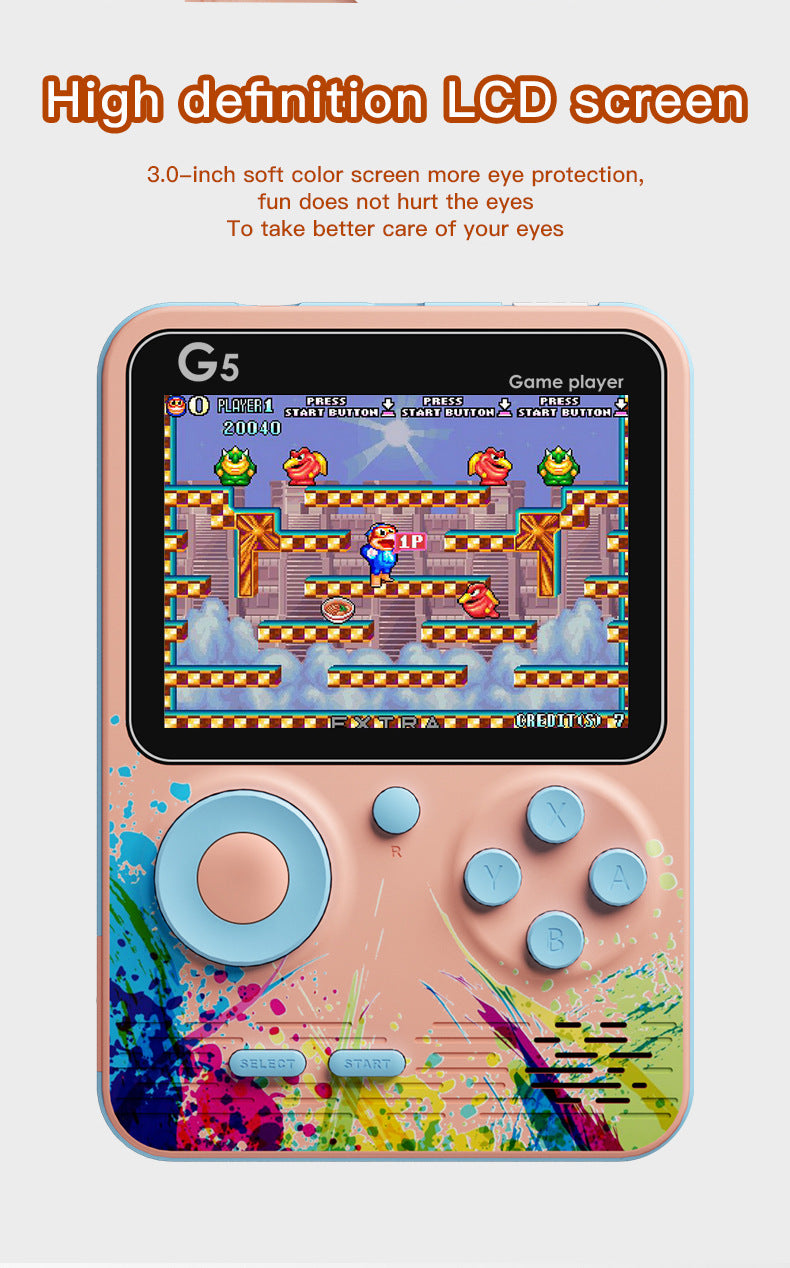 NNEDSZ G5 Retro Handheld Game Console with 500 Classic Games - Pink