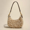 Apricot Beige Furry Mini Daily Shoulder Bag-0