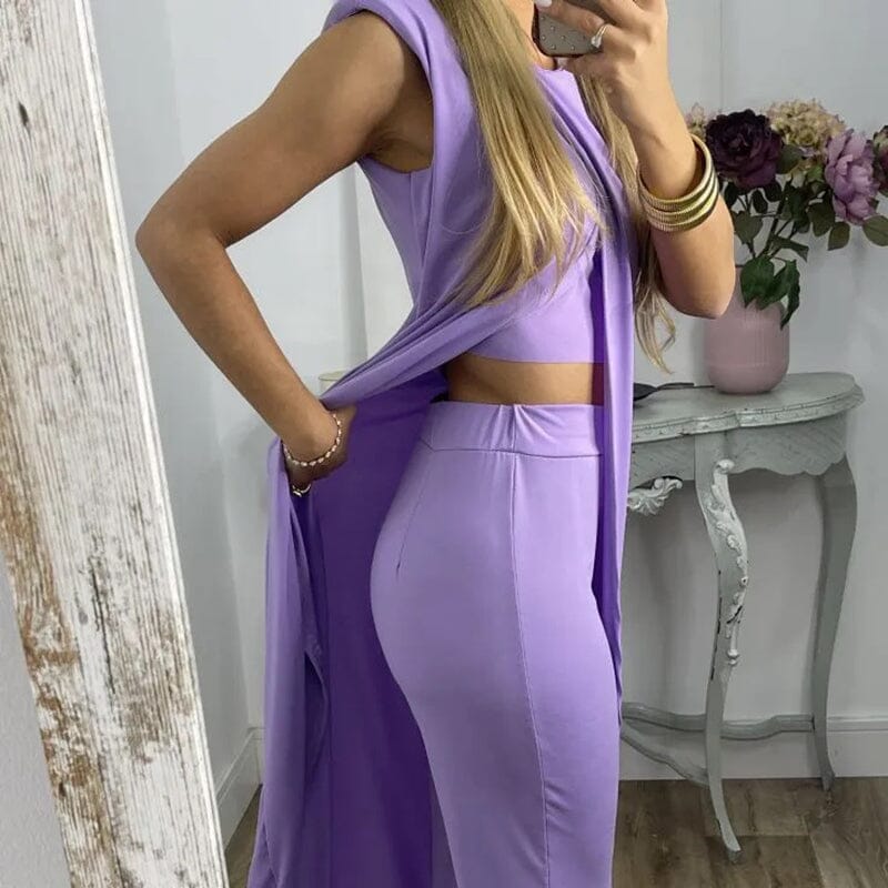 Johanna - Ärmlös rundhalsad tvådelat set för kvinnor