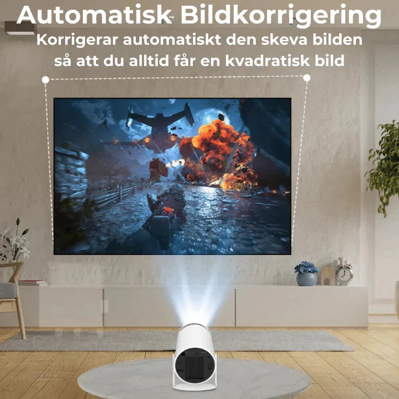 Bärbar 4k WIFI-projektor med Android 10, iOS kompatibel