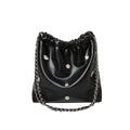 Black Rivet Studded Leather Tote Bag-0