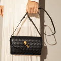 Intricate Black Woven Leather Shoulder Bag-0