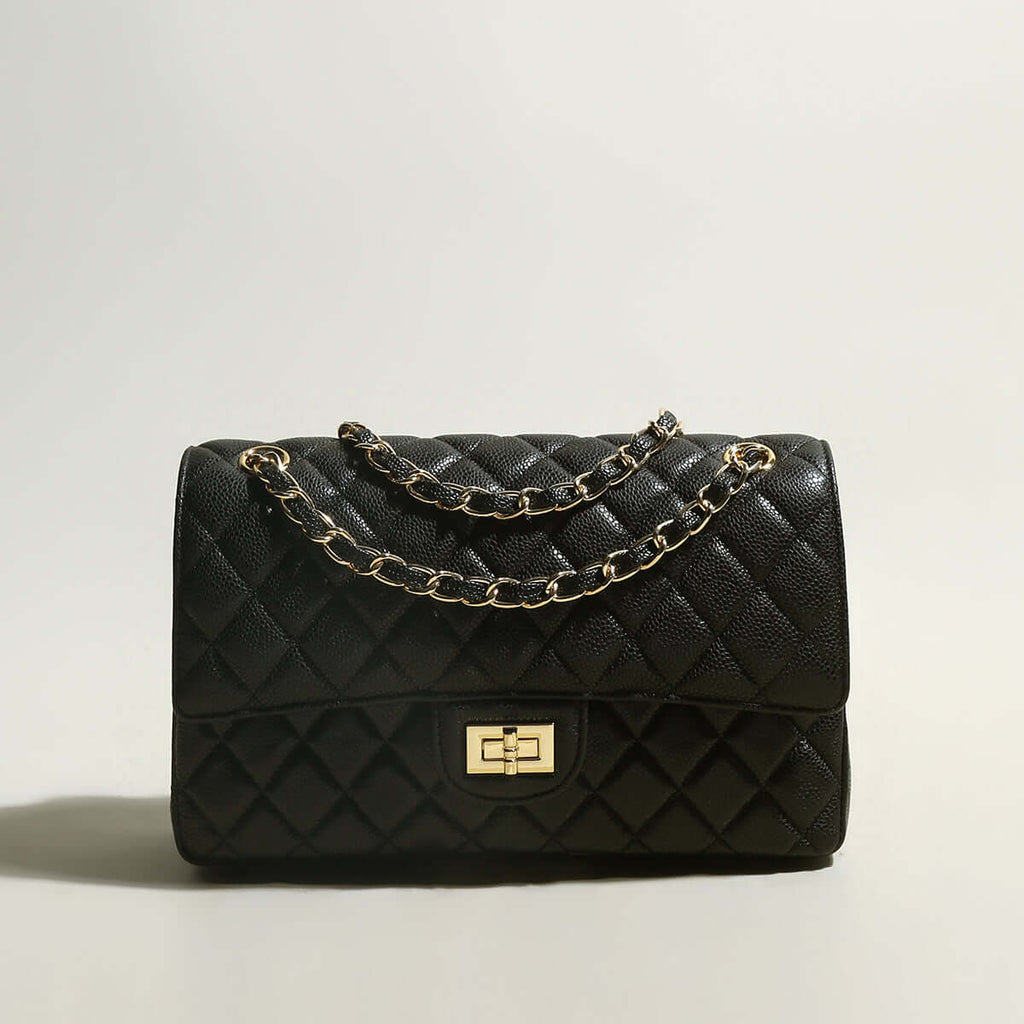 Classic Black Quilted Flap Shoulder Bag-0