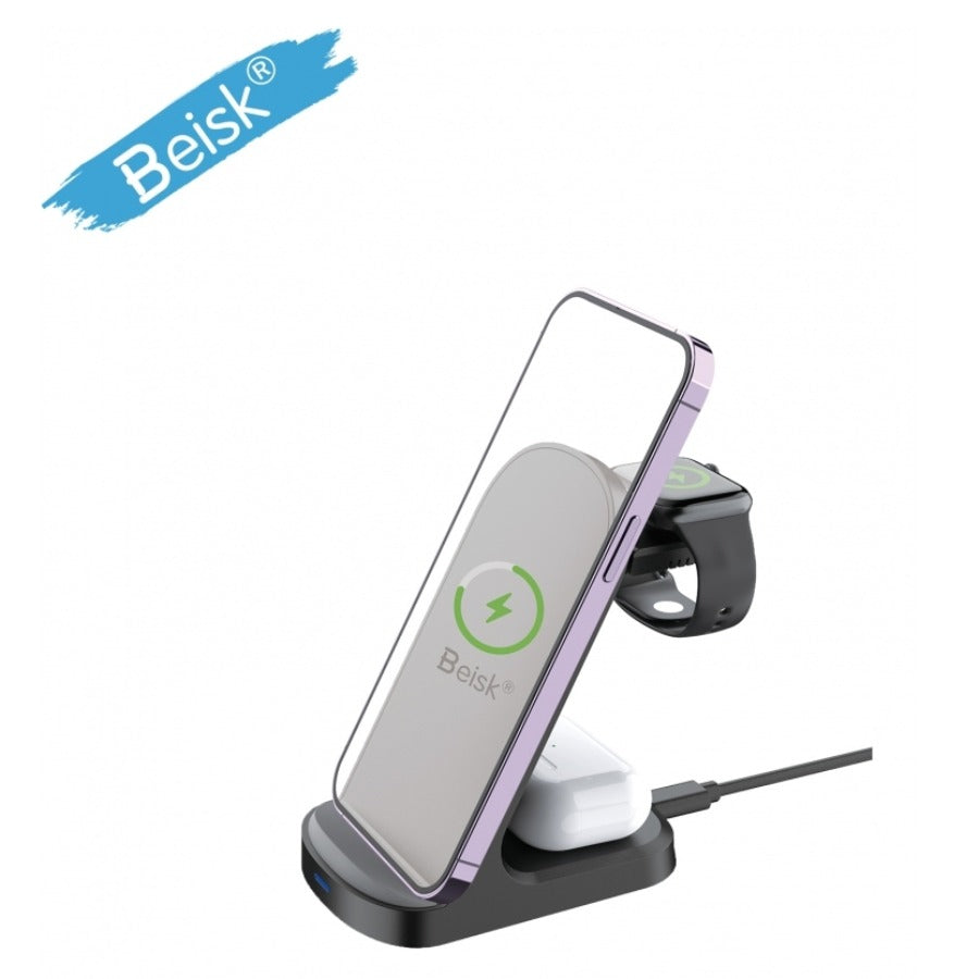 3-i-1 trådlös laddare, snabbladdningsstation pour iPhone