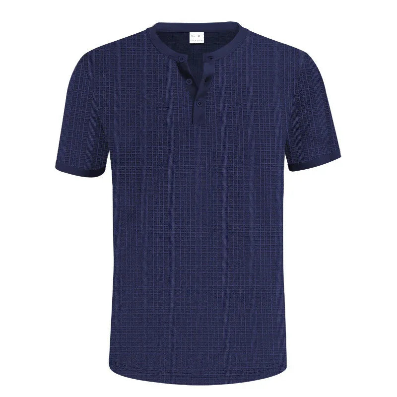 Breathable Men's Casual Buttoned Henley Shirt Top