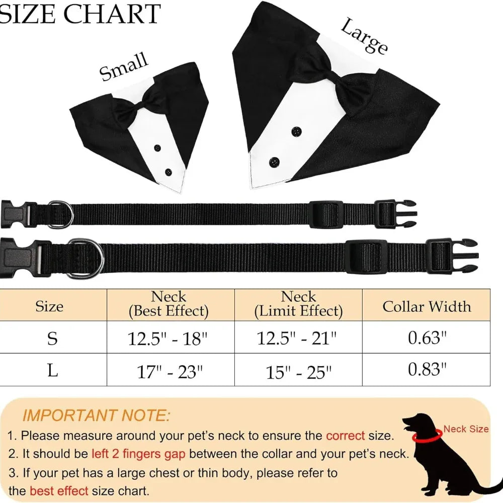 Dog Tuxedo Suit With Bow Tie And Bandana Adjustable Formal Costumes For Small, Medium, Large Dogs Perfect For Weddings Birthdays