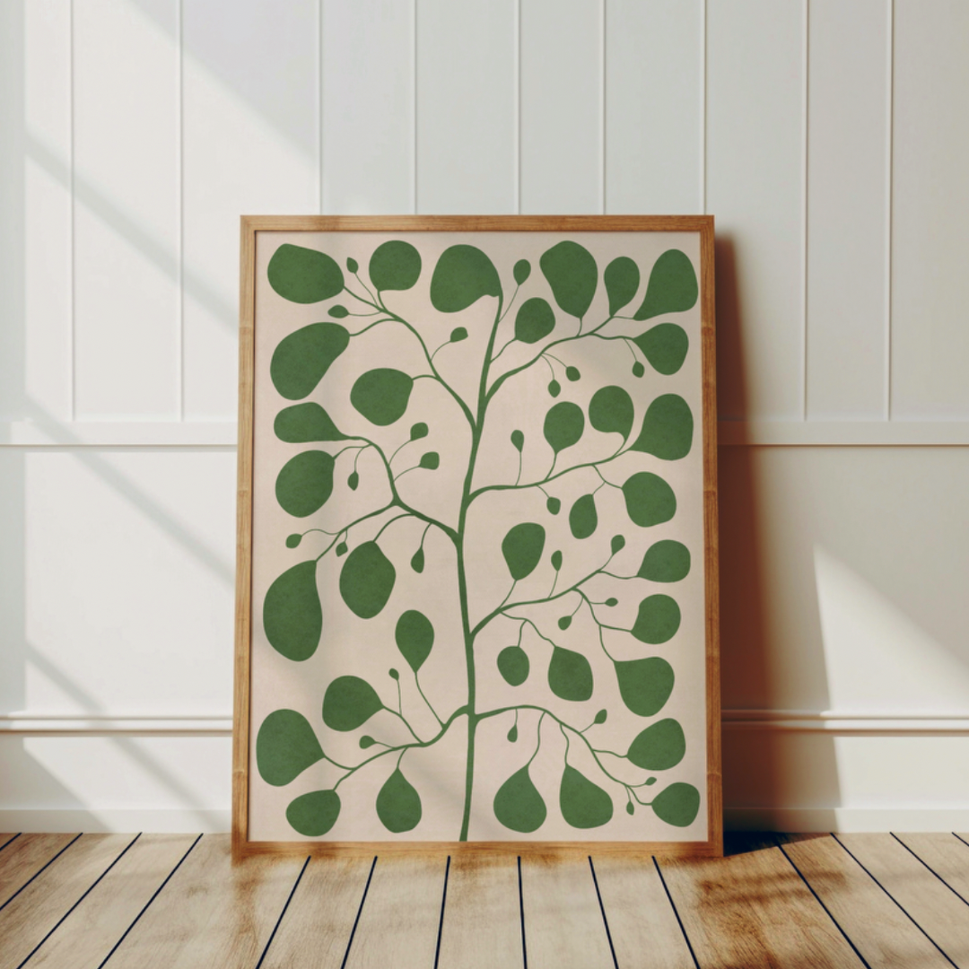 Pilea Fig Tree – Botanisk Poster med Gröna Blad i Tidlös Design