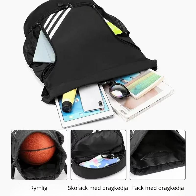 Gympapåse med skofack – rymlig träningspåse med flera fack &amp; smart bottenfack