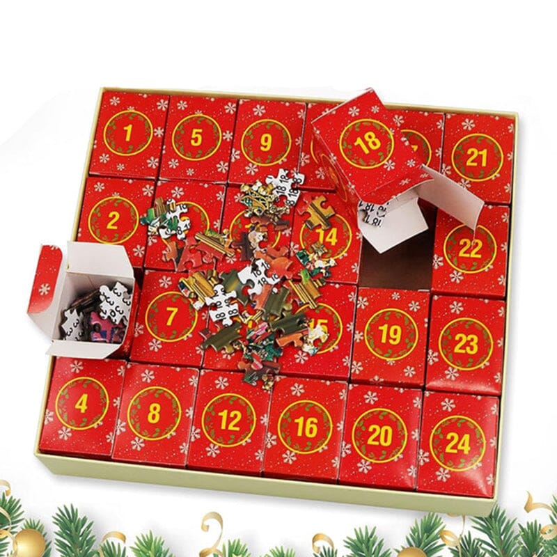 Julpussel Adventskalender – 24 Pussel i Ett Magiskt 1008-Bitars Julpussel