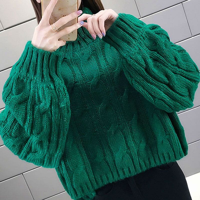 Kabelstickad turtleneck