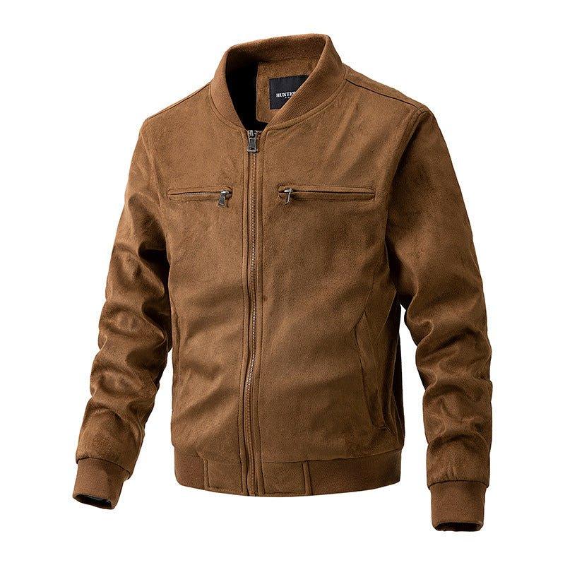 Men's Polyester Stand Collar Double Zipper Jacket