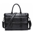 Men's Retro Black Casual Travel Shoulder Computer Bag With Adjustable Shoulder Strap