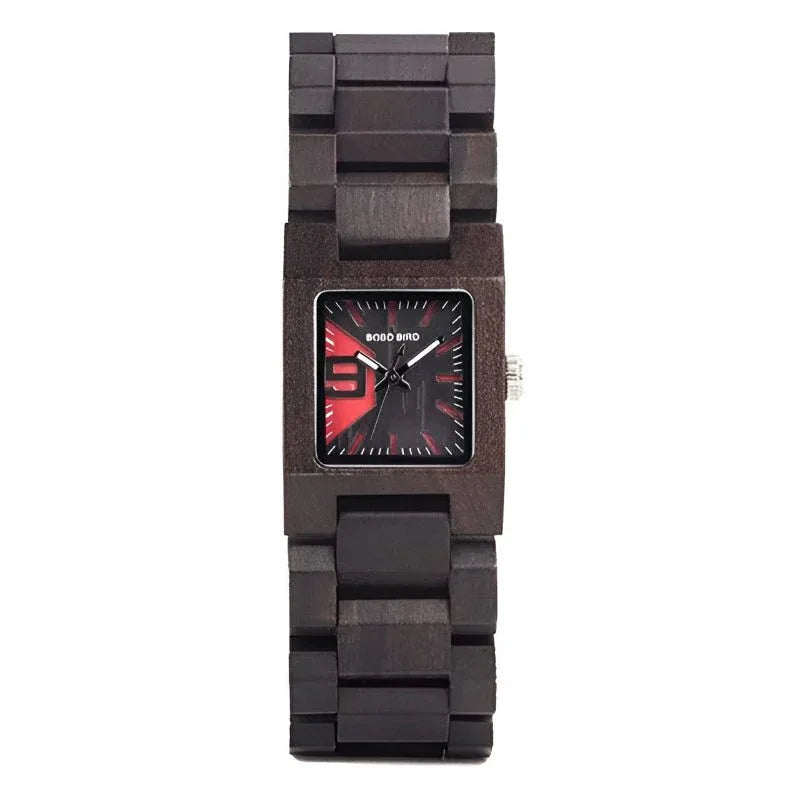 Men's Square Shaped Dial Wood Watch
