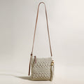 Mini White Boho Chic Leather Strap Shoulder Bag-0